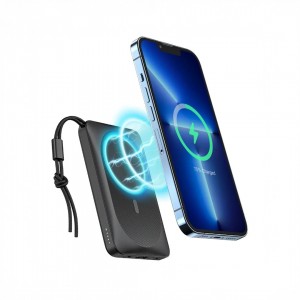 Prijenosni wireless punjač 10000 mAh - CRNI