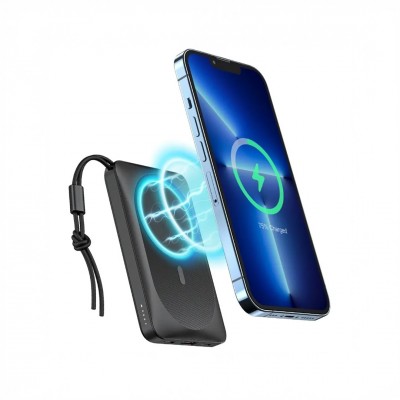 Prijenosni wireless punjač 10000 mAh - CRNI